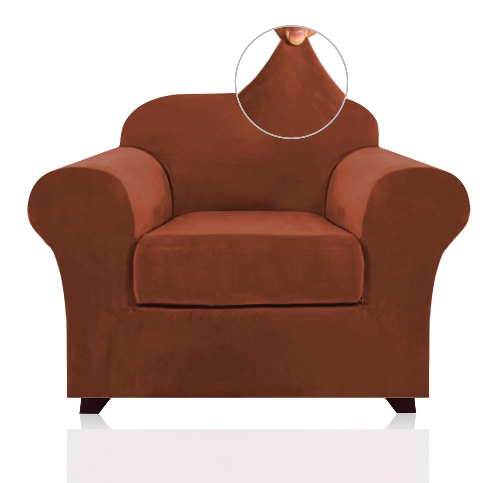 Princedeco 2 Piece Chair Cover Velvet Chair Slipcovers Soft Armchair Cover Furniture Protector With Arms Width Up To 49 Inch Cha
