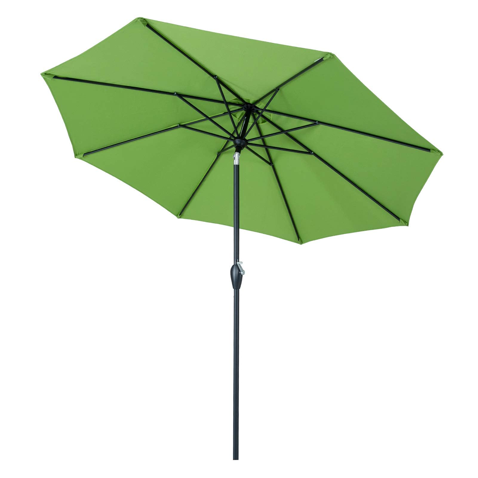Tempera 9' Outdoor Market Patio Table Umbrella With Push Button Tilt And Crank,Large Sun Umbrella With Sturdy Pole&Fade Resistant Canopy,Easy To Set,Grass Stripe