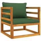 vidaXL Solid Acacia Wood Patio Chair with Green Cushions - Comfortable Backrest for Indoor/Outdoor Lounge Seating.