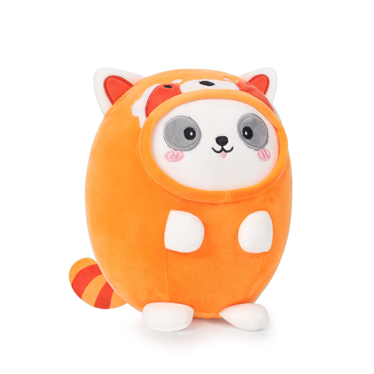 AIXINI Cute Red Panda Plush Pillow 8' Lesser Panda Stuffed Animal, Soft Kawaii Plushie with Red Panda Outfit Costume Gift for K