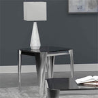 Coaster Home Furnishings Square Glass Top Silver and Grey End Table (Model: 709647)