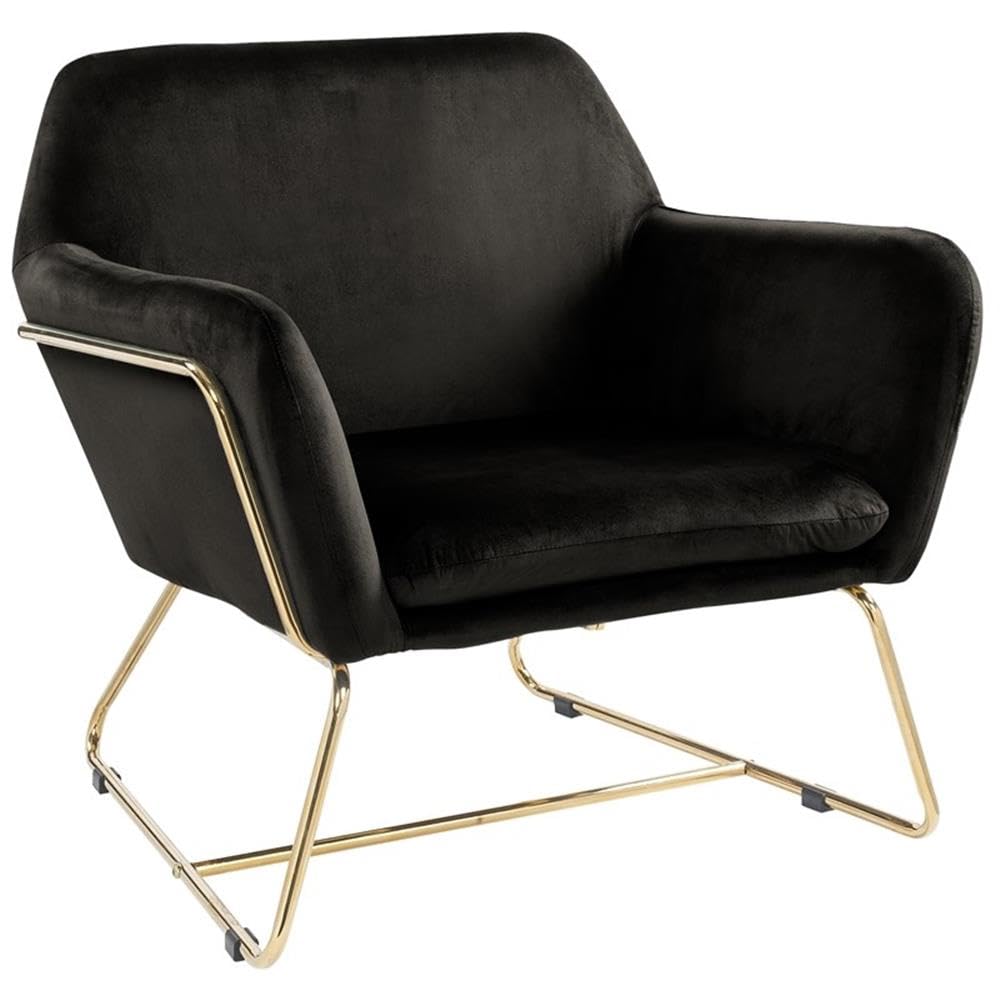 Lilola Home Keira Black Velvet Accent Chair with Metal Base
