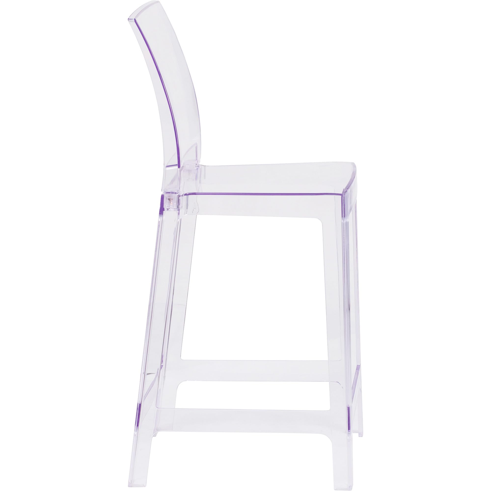 Flash Furniture Emilie Ghost Counter Stool with Square Back in Transparent Crystal