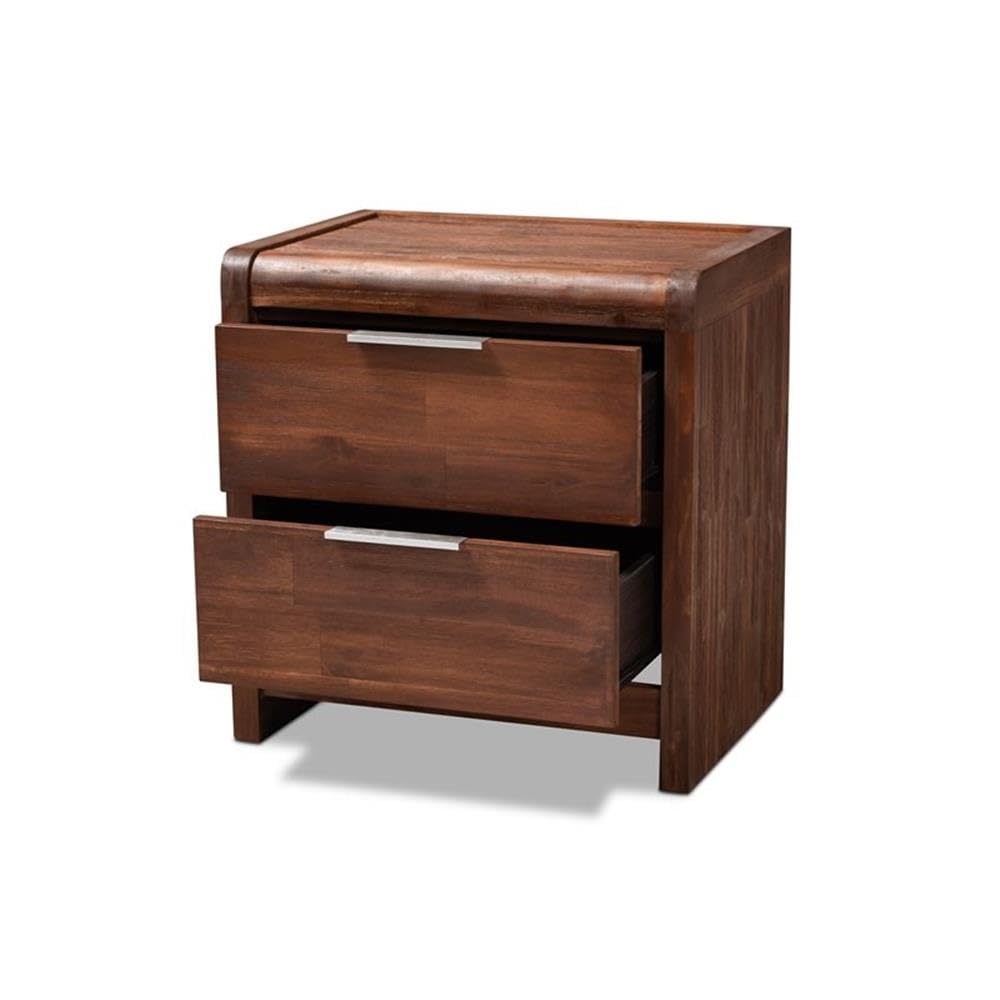 Baxton Studio Torres Brown Oak Finished 2-Drawer Wood Nightstand