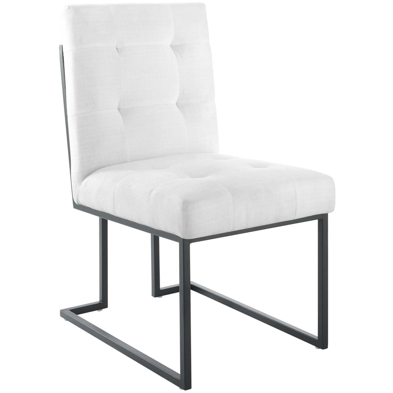 Modway Privy Stainless Steel Upholstered Fabric Dining Chair Set Of 2, Black White