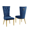 Best Quality Furniture SC330-337 Dining Chairs, Navy Blue/Gold