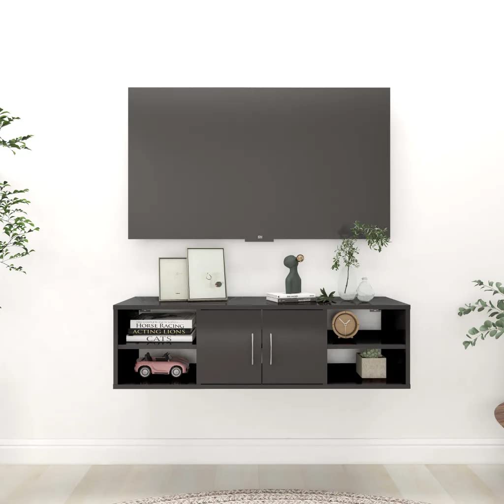 vidaXL Wall Shelf High Gloss Gray 40.2&quot;x12&quot;x11.4&quot; Chipboard