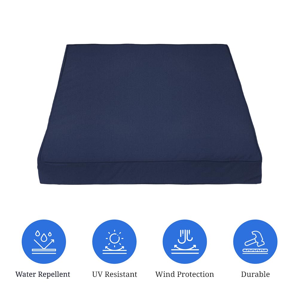 Covers & All Square Outdoor Cushion Covers For Patio Furniture, Water, Tear & Uv Resistant Pu Coated Polyester Cover With Double Zippers (Pack Of 2) (24' L X 24' W X 4' Thick, Navy Blue)