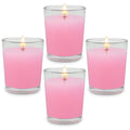 4 Packs Unscented Pink Votive Candles in Glass, 2 Inch Natural Soy Wax Scentless Candles for Valentines Day Wedding Party Home 