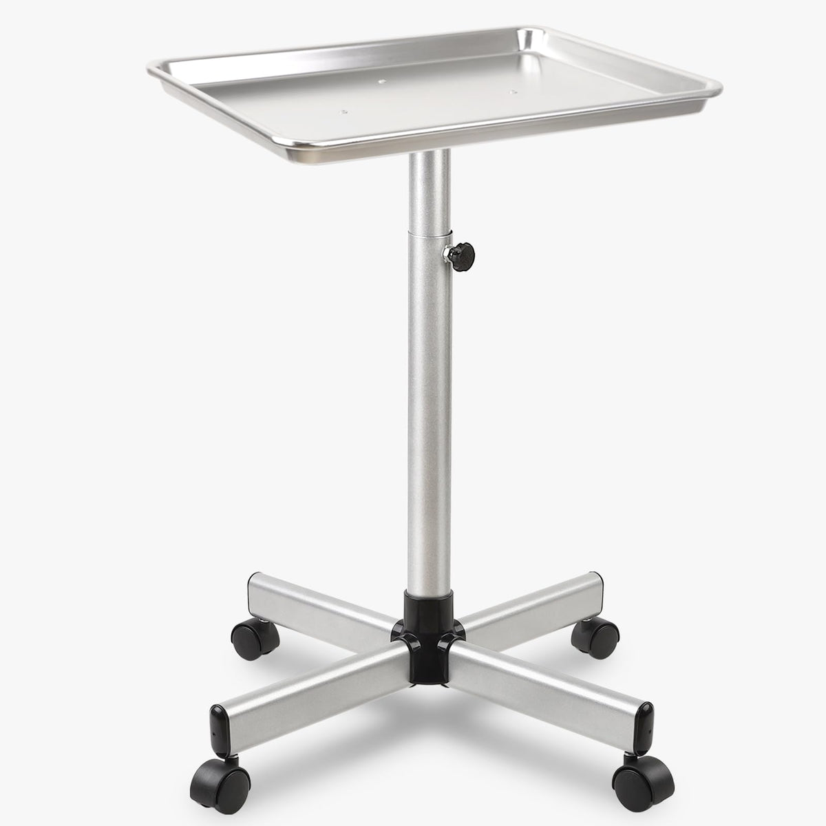 lailelaodi Salon Tray, Silver Salon Tray, Salon Tray on Wheels, Metal Salon Rolling Tray, Salon Services Tray Height-Adjustable,