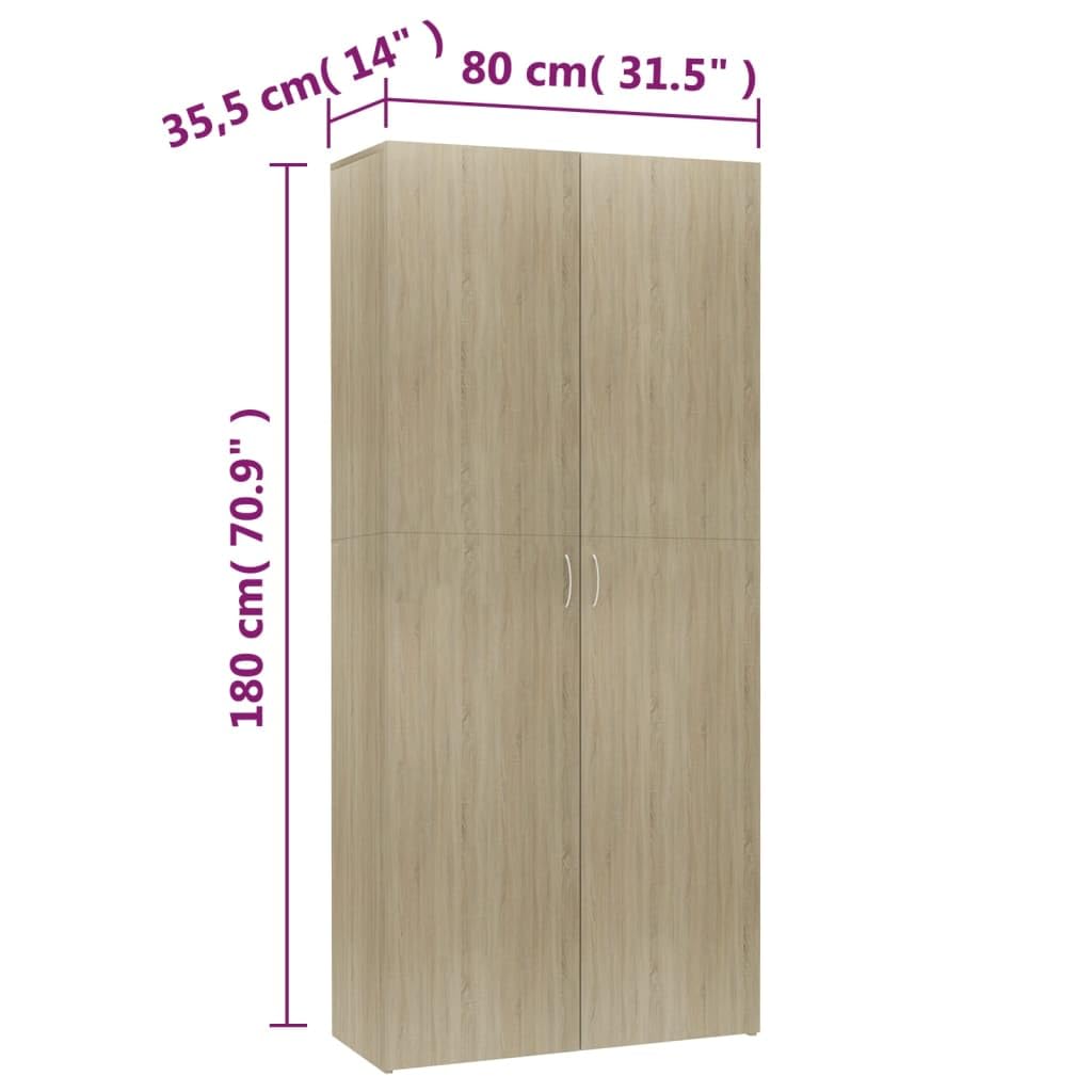 vidaXL Shoe Cabinet Sonoma Oak 31.5&quot;x14&quot;x70.9&quot; Chipboard