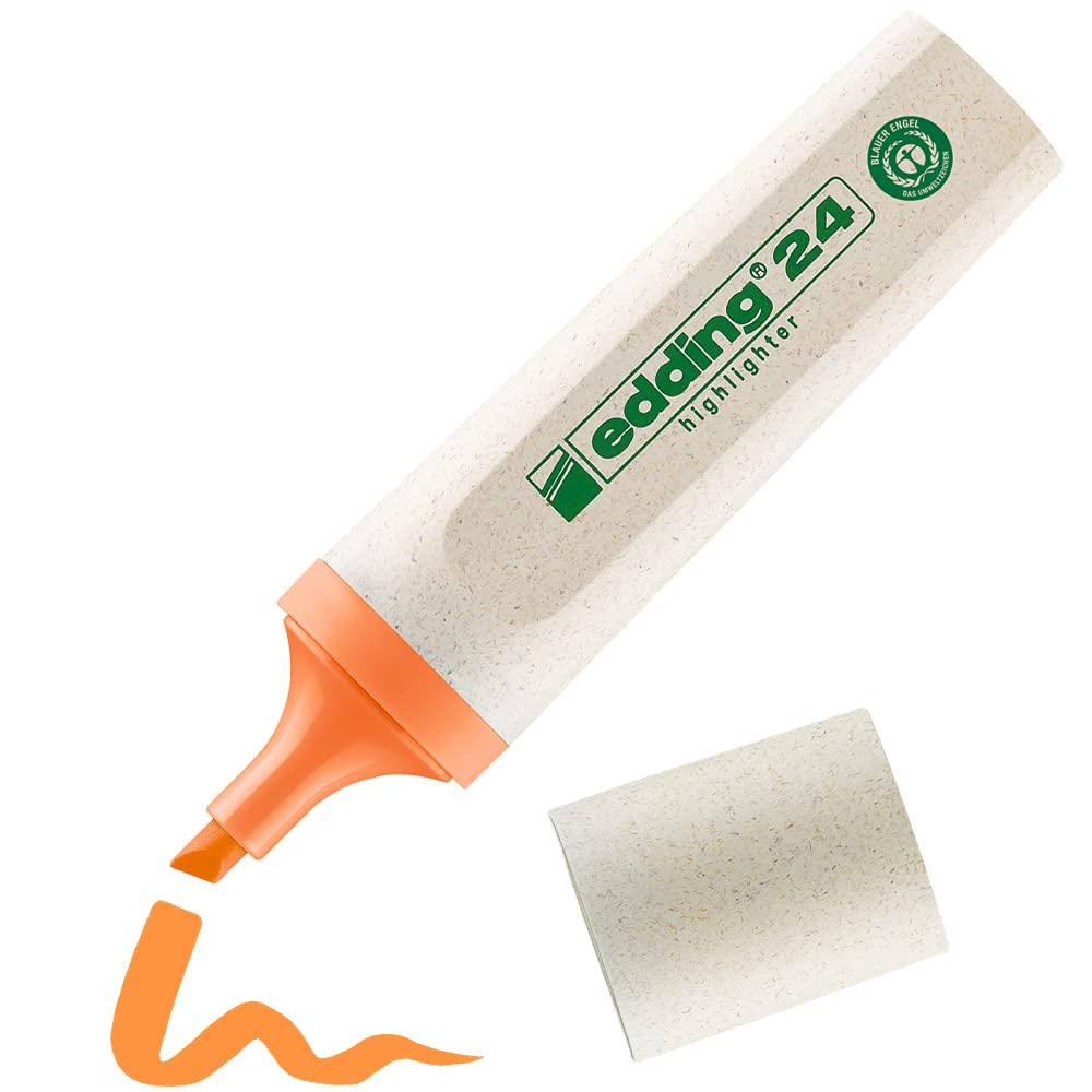 Edding 24 Ecoline Highlighter - Orange - 1 Highlighter - Chisel Nip 2-5 Mm - For Quick And Easy Marking And Highlighting Of Text