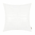 Brawarm Faux Leather Throw Pillow Covers 20 X 20 Inches, White Leather Pillow Cover, Hand Stitched Leather Decorative Pillow Cov