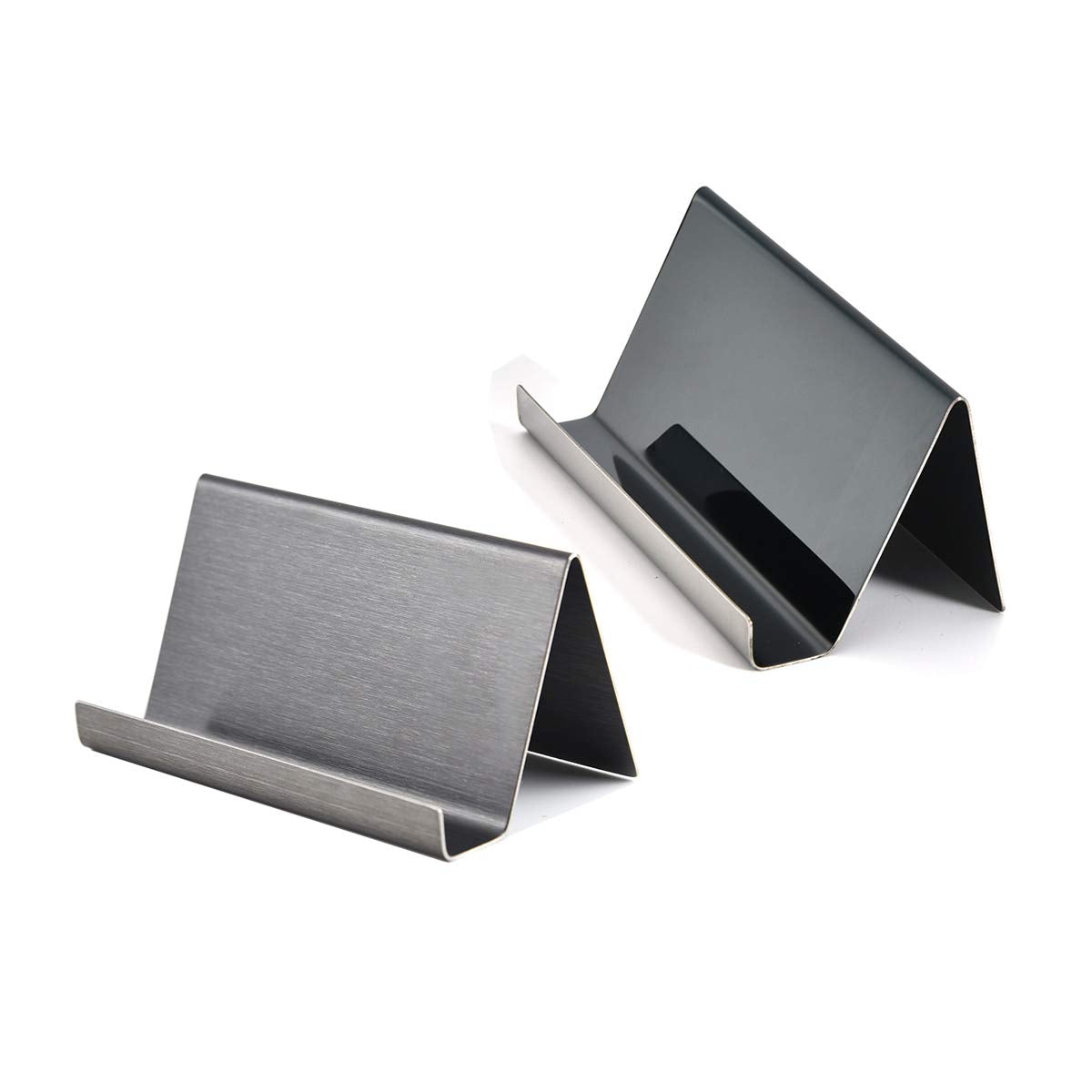 Enyuwlcm Metal Desktop Card Holder For Desk Stainless Steel Business Card Stand For Men Office Black 2 Pack