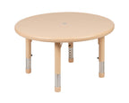 Flash Furniture Emmy 33' Round Natural Plastic Height Adjustable Activity Table Set With 4 Chairs