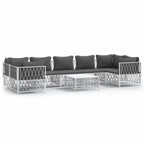 vidaXL 8 Piece Patio Lounge Set with Cushions White Steel