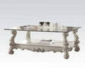ACME Versailles Coffee Table  82103  Bone White & Clear Glass
