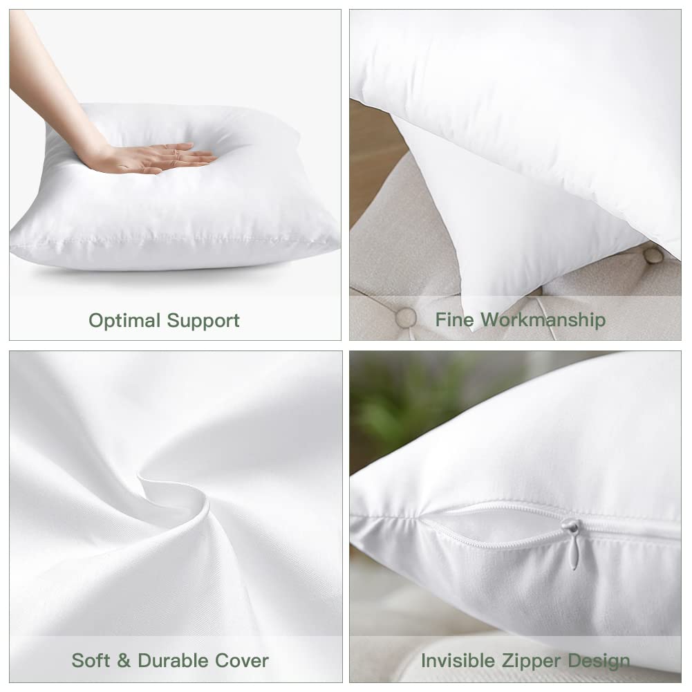 Otostar Pack Of 2 Throw Pillow Inserts, 16 X 16 Square Cushion Inner Soft Fluffy Plump Stuffer Cushion Pads White Decorative Pillow Inserts