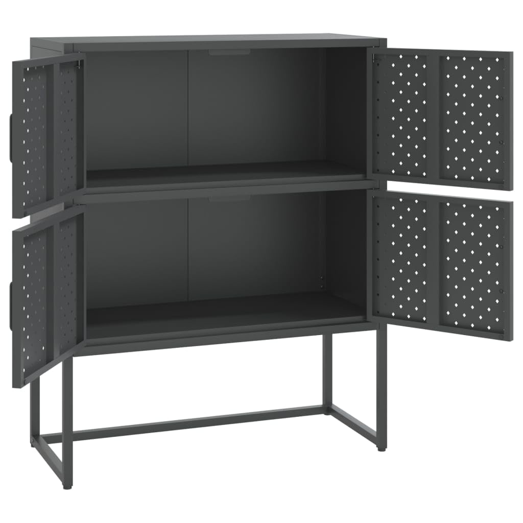 vidaXL Steel Highboard, Industrial-Style Storage Cabinet with Adjustable Levellers and Large Load Capacity, Anthracite, 31.5&quot;x13.8&quot;x39.4&quot;