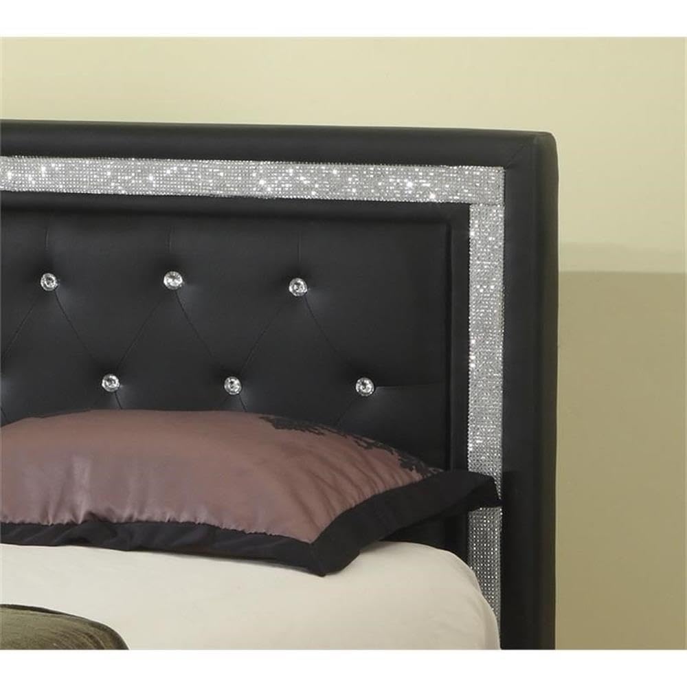Best Master Furniture Bria Faux Leather Platform Bed, Queen, Black