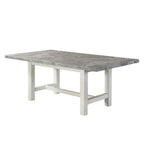 Steve Silver Co Gray Marble Top Dining, Pine Solids, Antique White Finish, Cross Stretchers, Primitive Styling Table