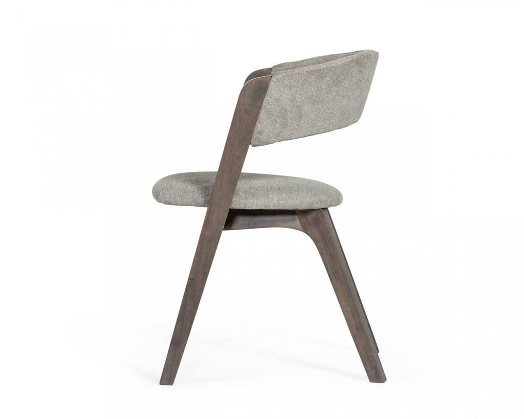 HomeRoots Grey Fabric, Solid Wood, Veneer Set of Two Gray Wenge Dining Chairs