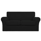 Easy-Going 3 Pieces Stretch Couch Cover Sofa Cover For Dogs Washable Sofa Slipcover For 2 Separate Cushion Couch Spandex Jacquard Fabric Elastic Furniture Protector For Pets, Kids (Black, Loveseat)