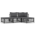 vidaXL Patio Furniture Set 4 Piece, Sectional Sofa with Cushions, Patio Lounge Set for Outdoor Garden Lawn Backyard, Anthracite Steel