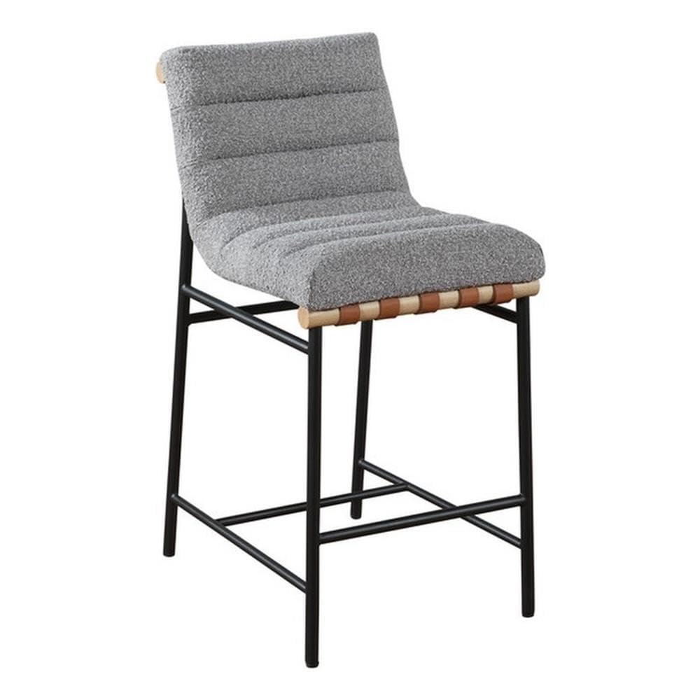 LILOLA LIVING Lahni Gray Boucle Fabric Counter Height Chair - Thumbnail 2