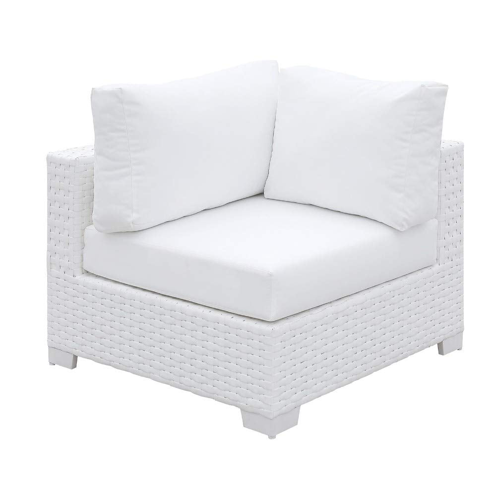 Benjara, White Benzara Corner Chair With Padded Seat Cushion