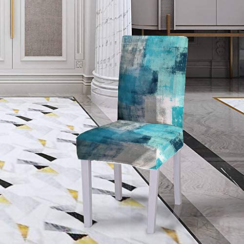 Capsceoll Turquoise Teal Chair Covers For Dining Room 6 Pack And Dining Kitchen Chair Cover Chair Clipcovers Removable Washable Kitchen Chair Protector Cover