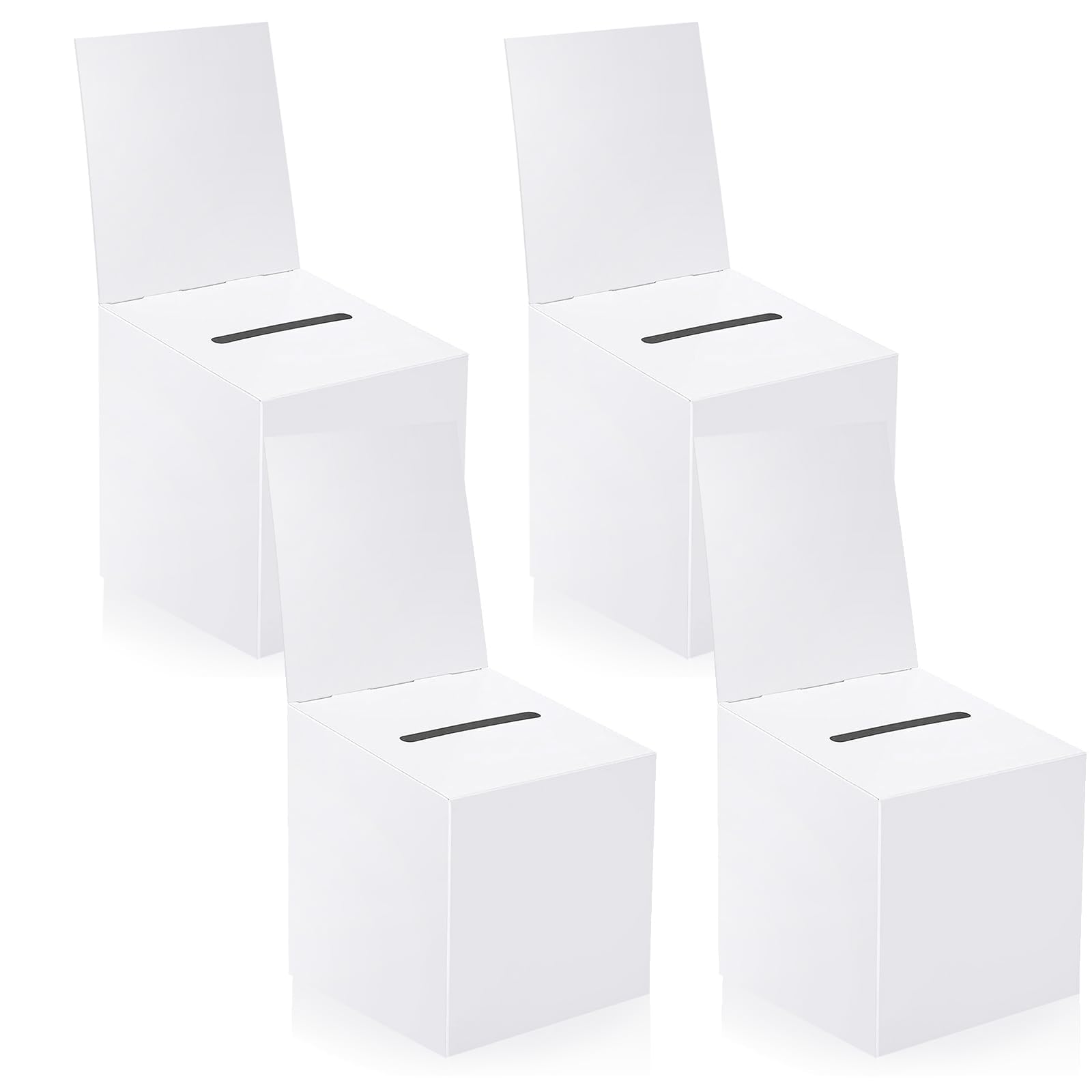 Zzhxkjhky 4 Pack Raffle Boxes Ballot Box Suggestion Box With Slot, 6 X 6 X 6 Inch Cardboard Raffle Boxes With Slot For Ticket An