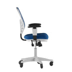 Flash Furniture Nicholas Mid-Back Multifunction Executive Swivel Ergonomic Office Chair With Adjustable Arms, Transparent Roller Wheels, And White Frame, 27&Quot;, Blue Mesh