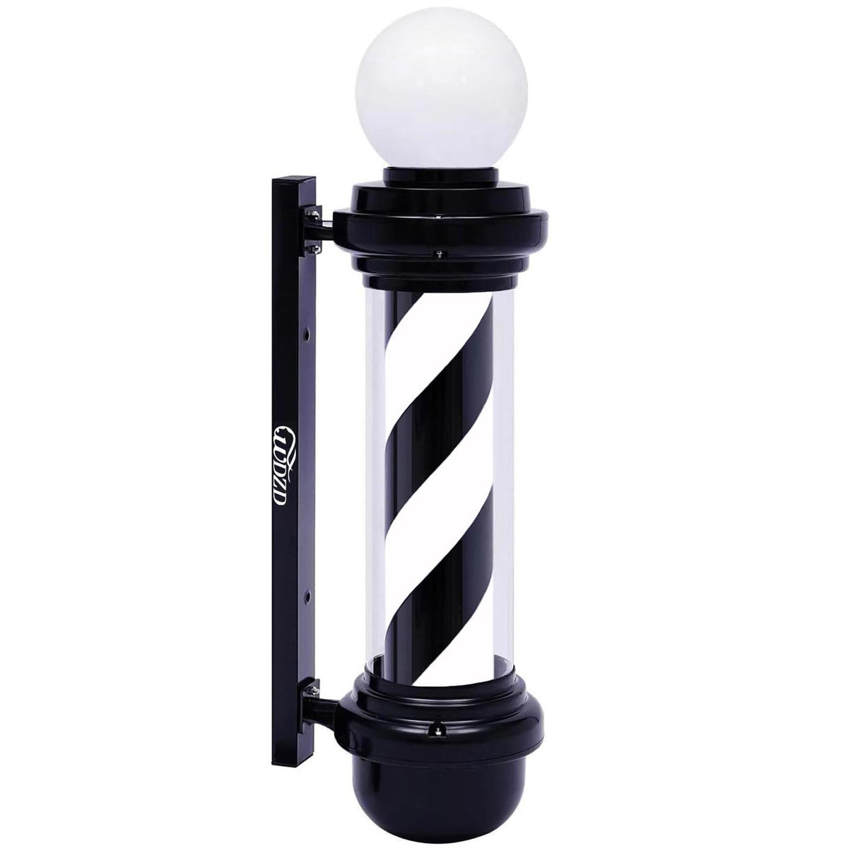 WDZD 27'' Barber Pole Light, Black White Rotating Hair Salon Open Sign, Wall Mount, Save Energy
