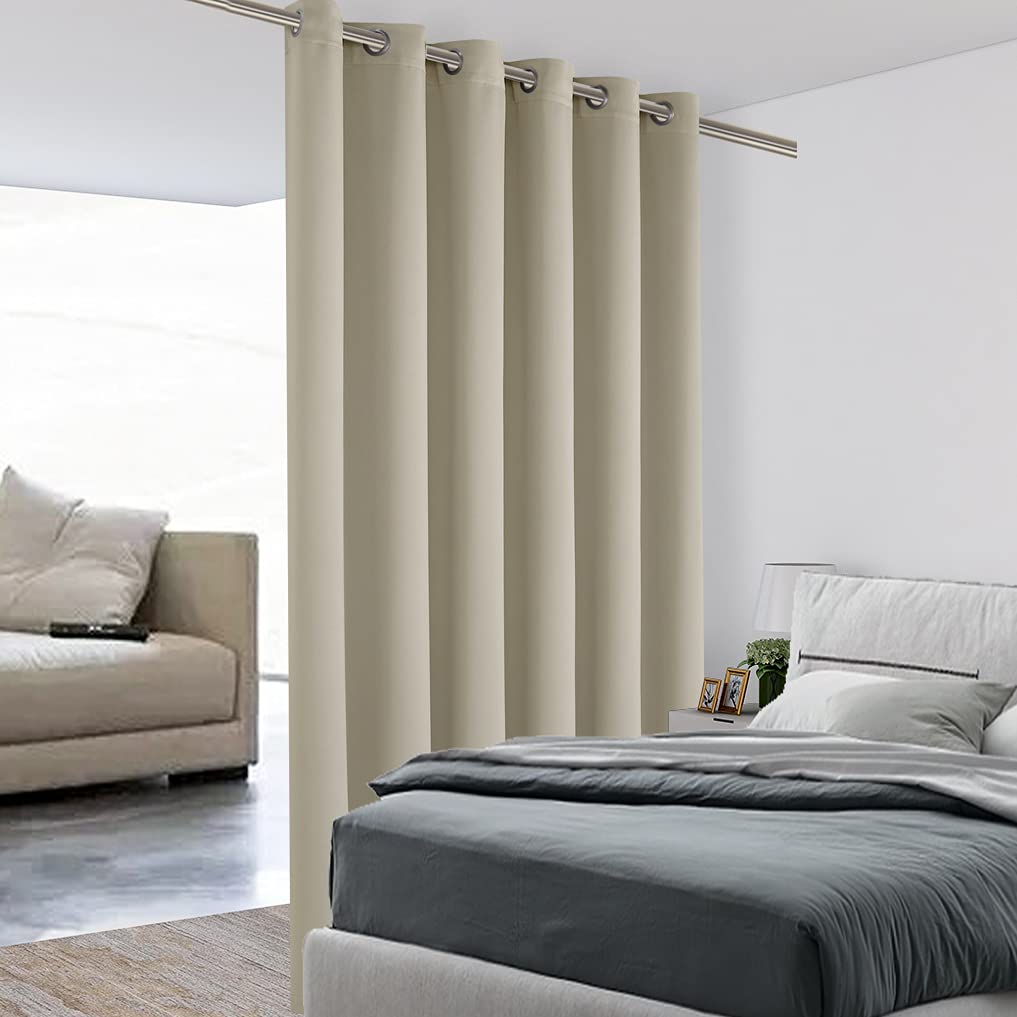 Bonzer Room Divider Blackout Curtain Wide Room Darkening Total Privacy Wall Noise Reducing For Bedroom, 84L X 70W Inch (7L X 5.8