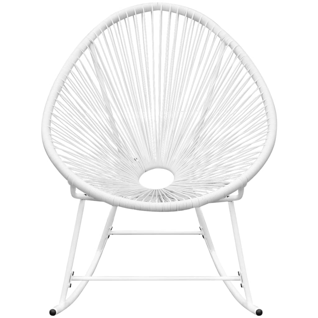 vidaXL White Outdoor Rocking Chair - Scandinavian and Farmhouse Style - Weather-Resistant PE Rattan - Hard-Wearing - Suitable for Daily Use - Dimensions: 28.5&quot; x 30.3&quot; x 35.4&quot;