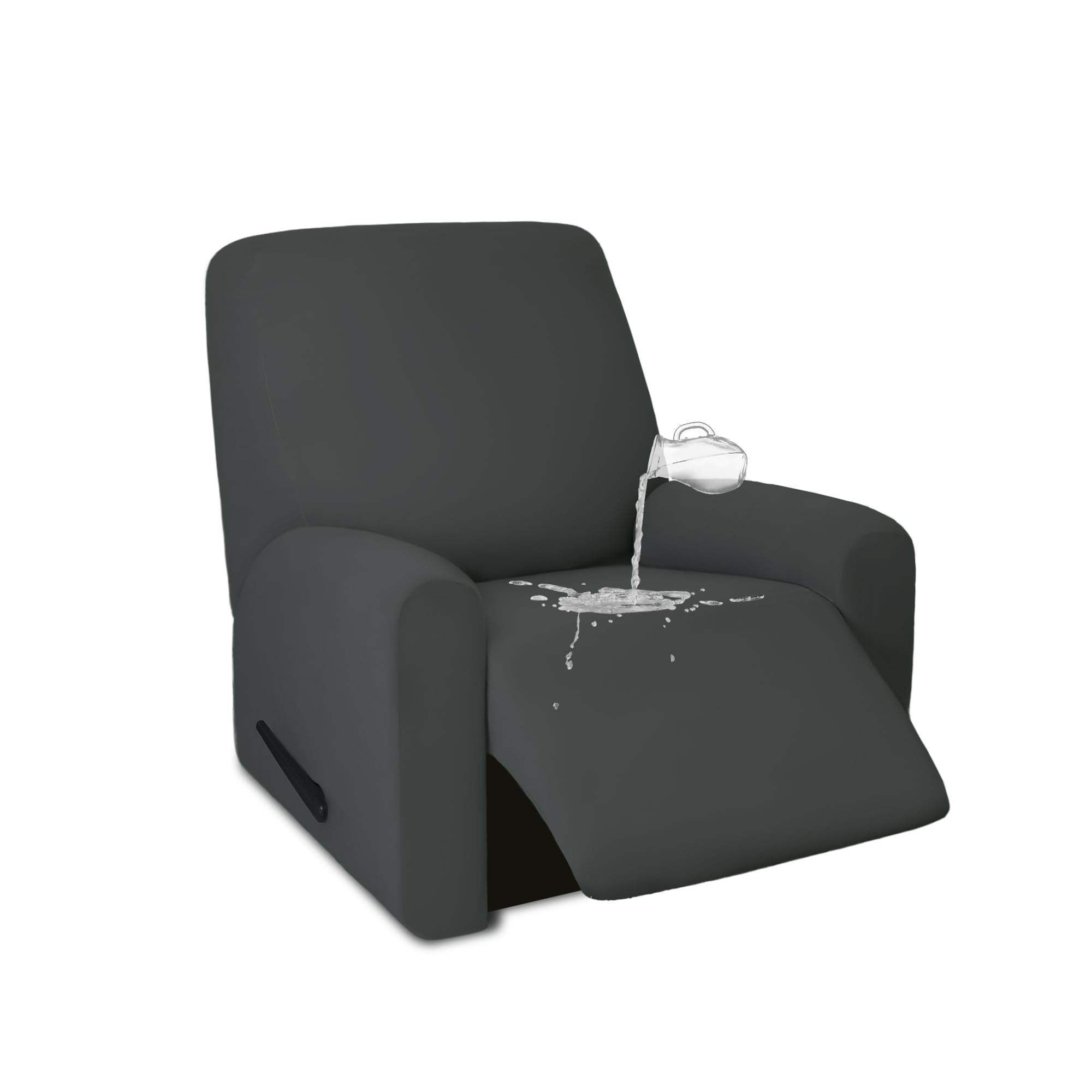 Purefit 100% Dual Waterproof Recliner Cover, Waterproof Couch Cover For Recliner - Stretch Non Slip Fleece Sofa Covers Washable, Leakproof Furniture Protector For Kids, Pets, Dog (Recliner, Dark Gray)