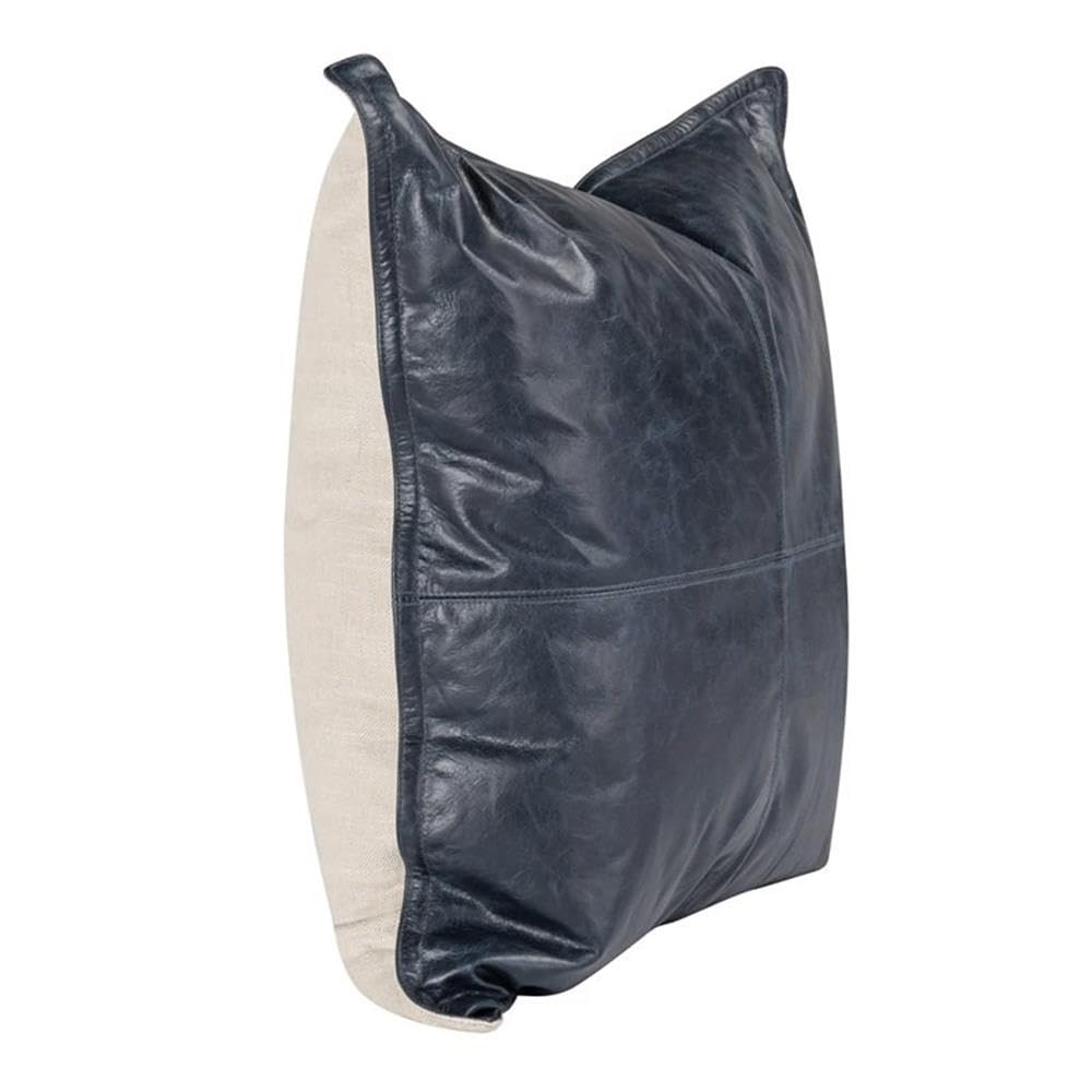 Kosas Home Cheyenne 22X22 Transitional Leather Throw Pillow In Nightfall Blue