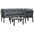 vidaXL 6 Piece Patio Lounge Set - Black - Poly Rattan - Weather- Material - Powder-Coated Steel Frame - Comfortable Backrest and