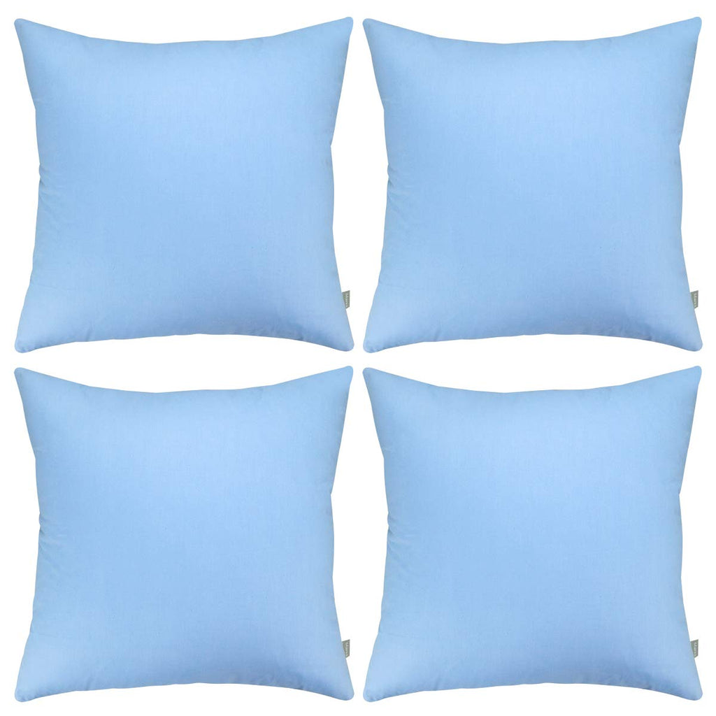 Thmyo 4-Pack 100% Cotton Comfortable Solid Decorative Throw Pillow Case, Square Cushion Cover Pillowcase Sublimation Blank Pillow Covers Diy Throw Pillowcase For Sofa(20X20 Inch/ 50X50Cm,Sky Blue)