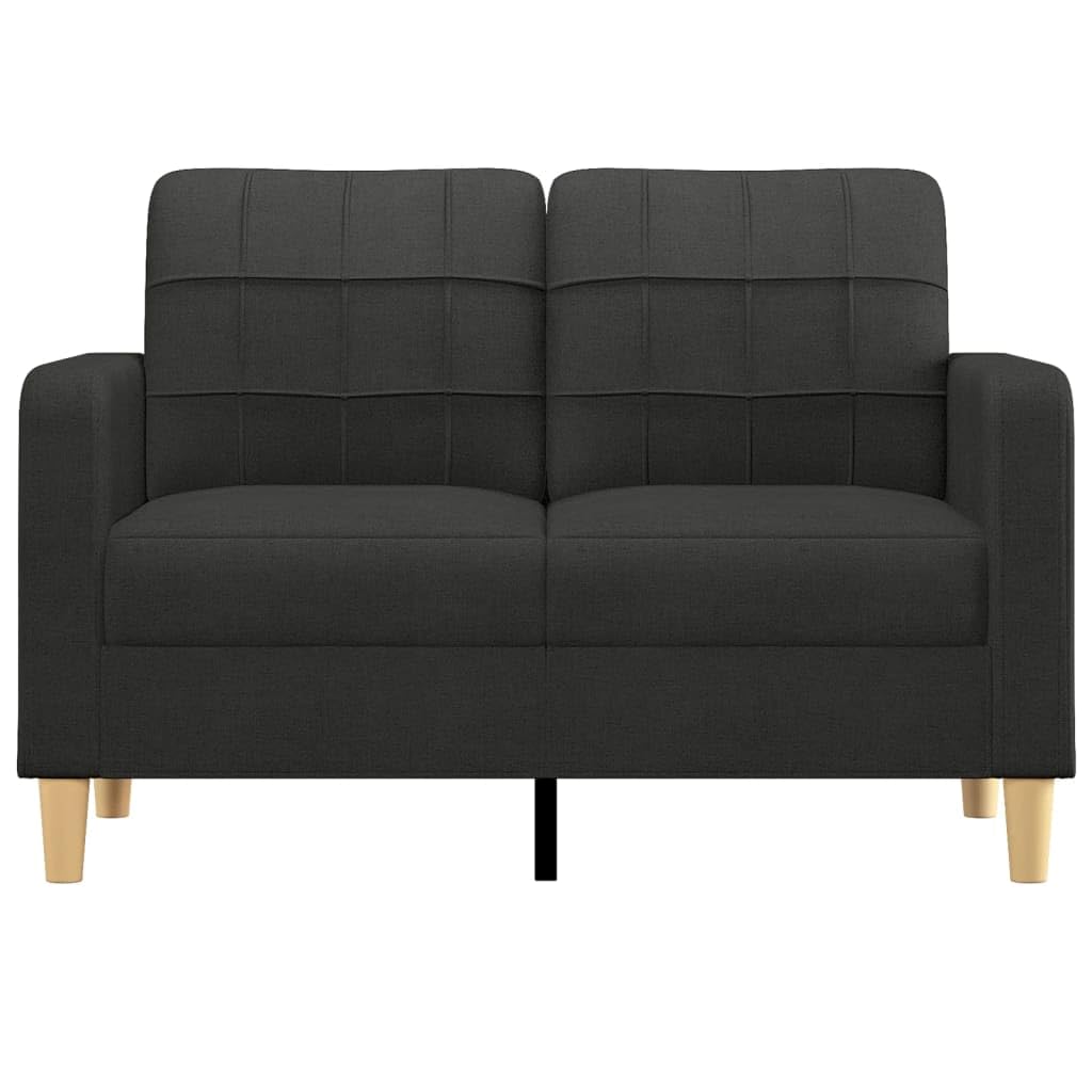 vidaXL Modern 2-Seater Sofa in Black Fabric with Comfortable Padded Seats and Metal Frame for Living Room or Office