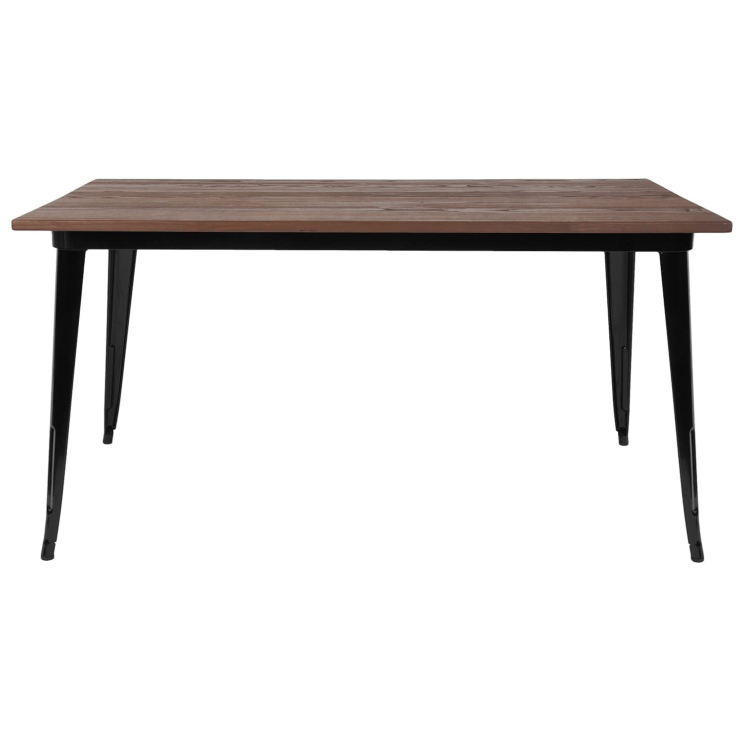 Flash Furniture Kenneth 30.25&quot; X 60&quot; Rectangular Black Metal Indoor Table With Walnut Rustic Wood Top