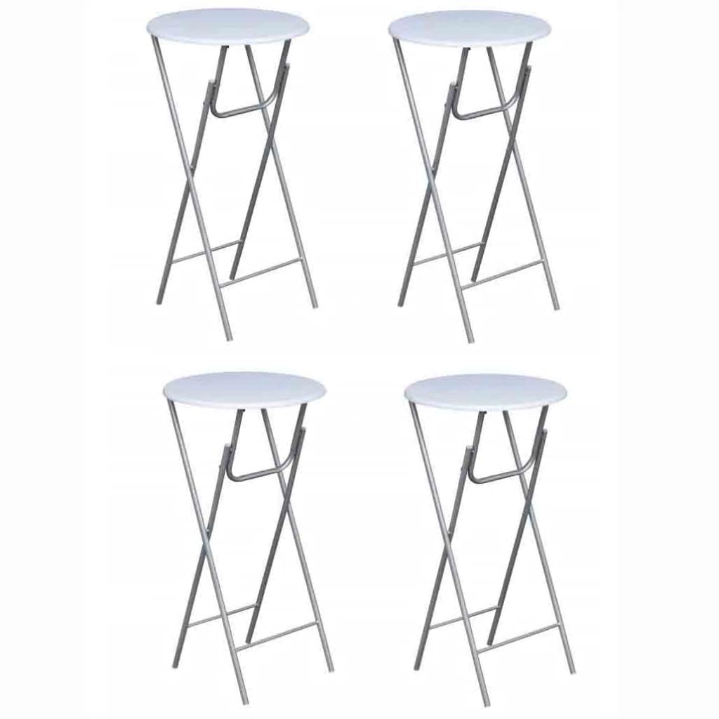 Lot de 4 tables de bistro bar mange debout ronde haute MDF bois blanche pliable