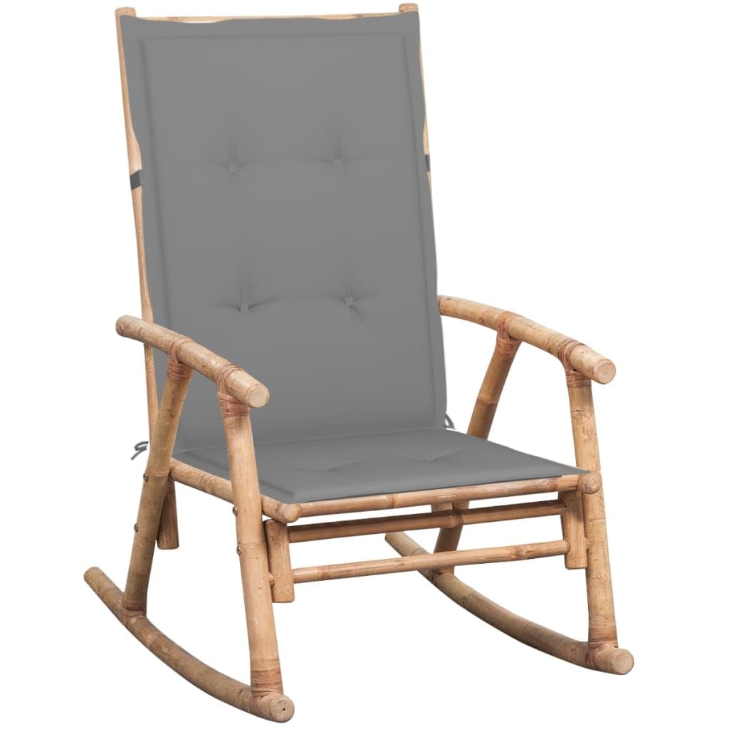 vidaXL Rocking Chair with Cushion Garden Outdoor Patio Balcony Backyard Terrace Yard Porch Lounge Seating Home Furniture Seat Bamboo