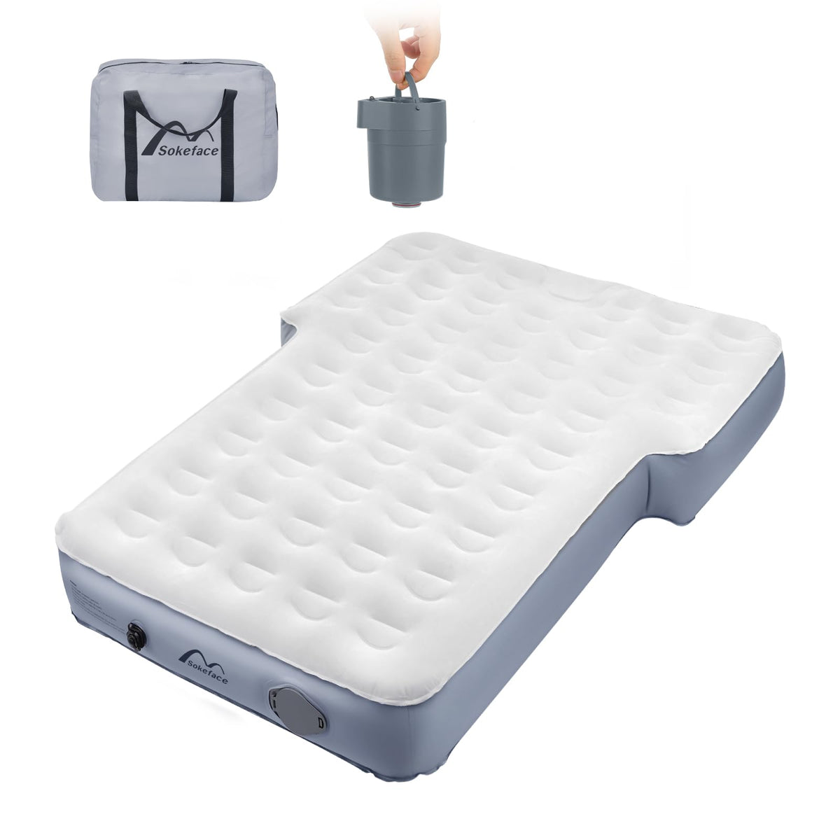 Sokeface Suv Air Mattress Camping Bed With Wireless Air Pump(2024 Newest Upgraded), 10Inch Air Mattress For Jeep Wrangler Jk Jku