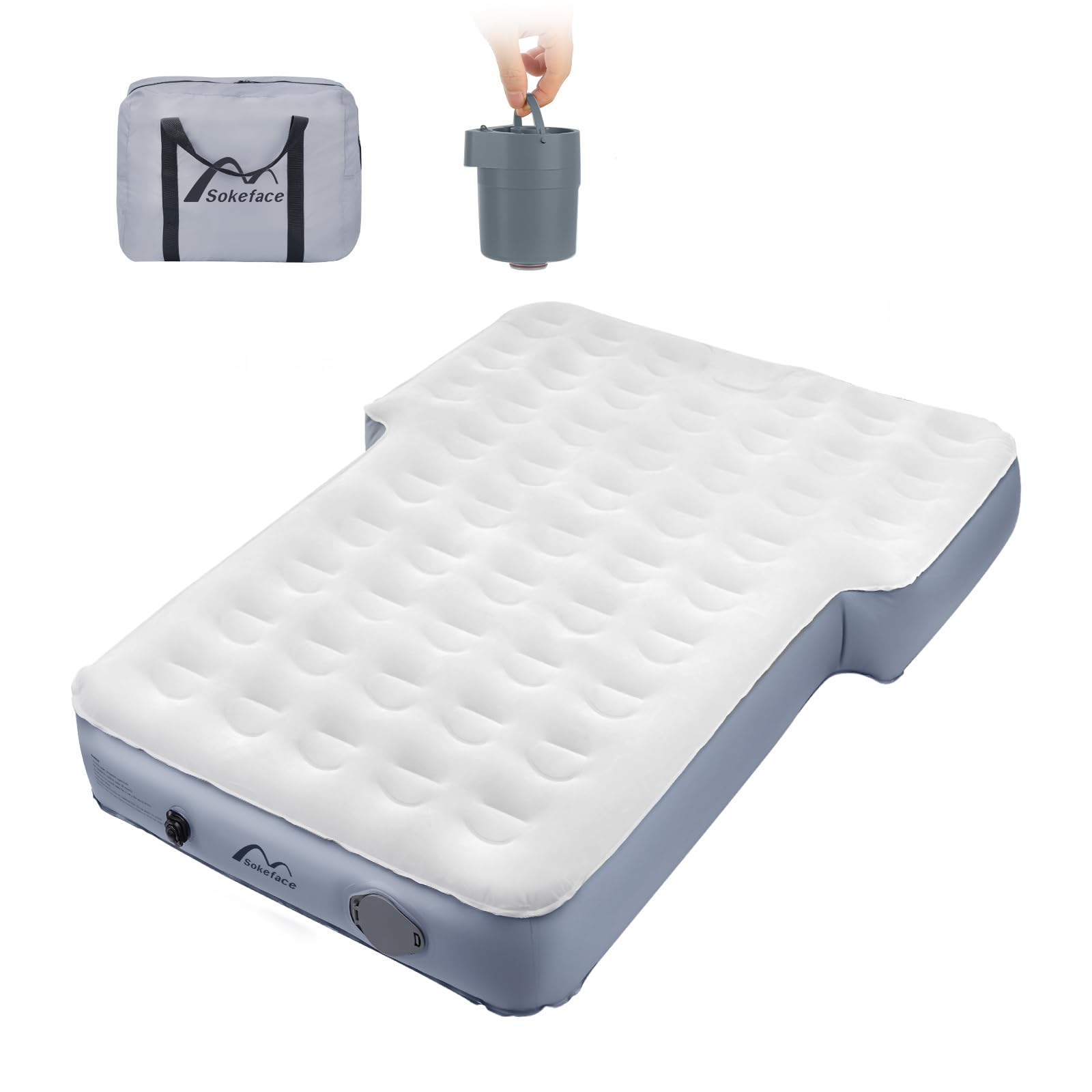 Sokeface Suv Air Mattress Camping Bed With Wireless Air Pump(2024 Newest Upgraded), 10Inch Air Mattress For Jeep Wrangler Jk Jku