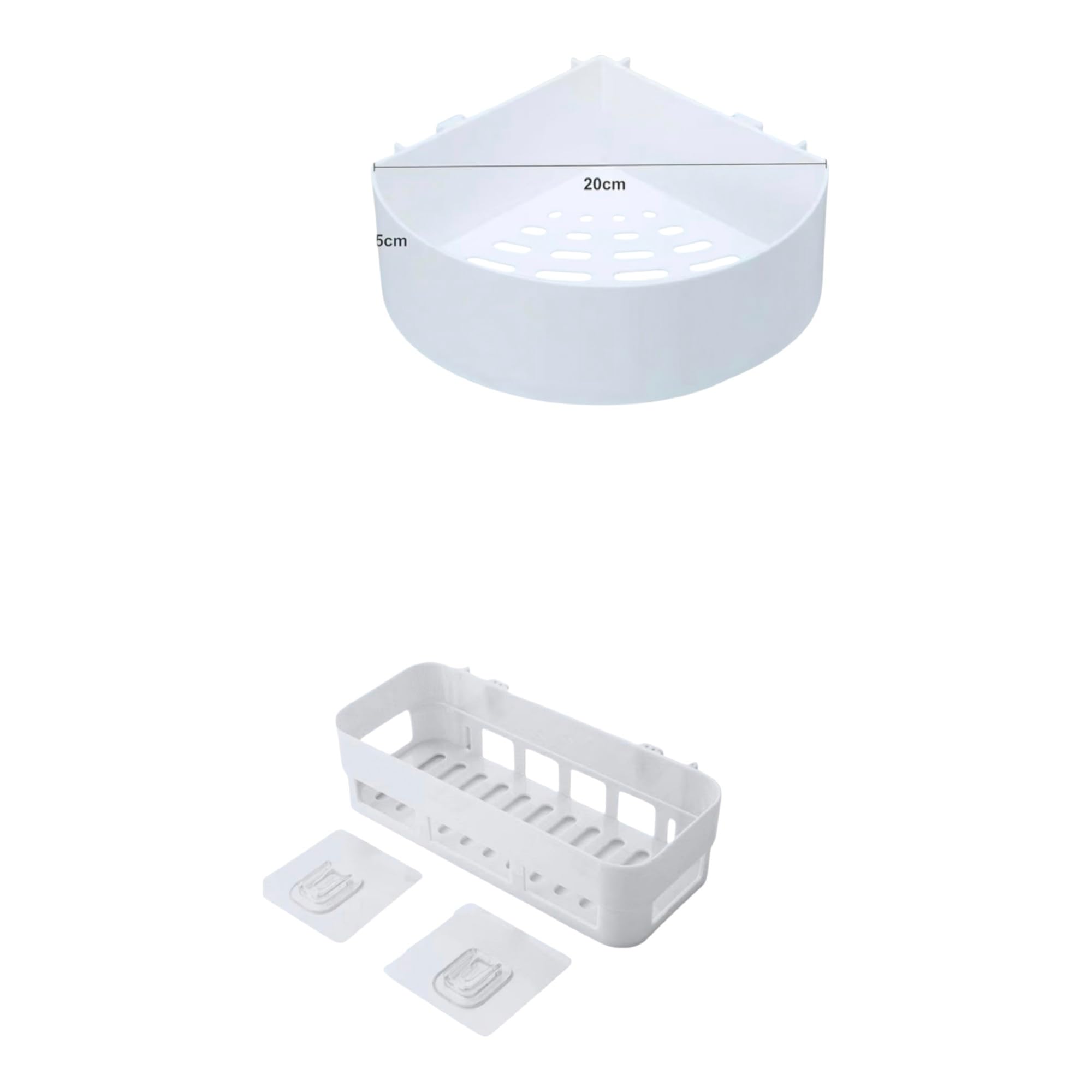 SelfAdhesive Wall Mounted Bathroom Shelf Combo With Hooks, White
