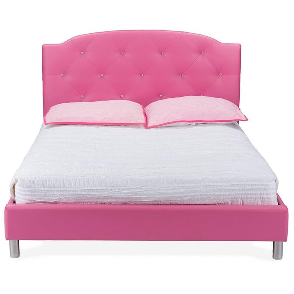 Baxton Studio BBT6440-Queen-Pink Platform, Queen, Pink