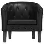 vidaXL Modern Tub Chair in Black Faux Leather with Button Decoration, Comfortable Padded Seat, Backrest, Armrests - Ideal for Living Room, Bedroom or Office