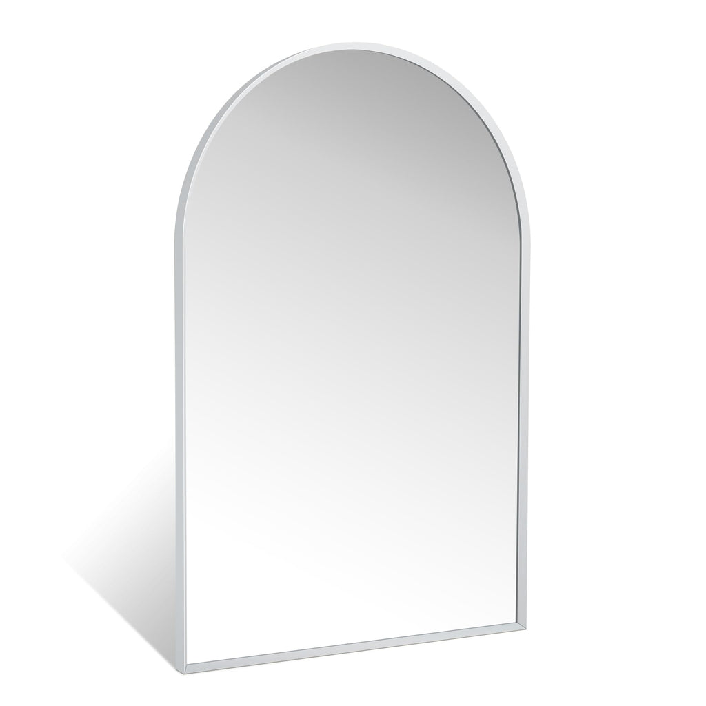 Minuover 24'' x 36'' Silver Arched Mirror, Arch Bathroom Vanity Mirror and Wall Decor Mirror, Modern Aluminum Alloy Metal Frame 